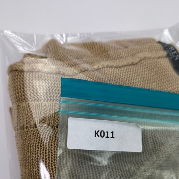 Lauren Ralph Lauren  Women's Tan Linen Blend Oversized Pocket Open-Front Sweater - Picture 8 of 9